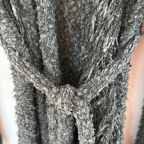 Long, open grey heather cardigan with fringe - Picture 2 of 9